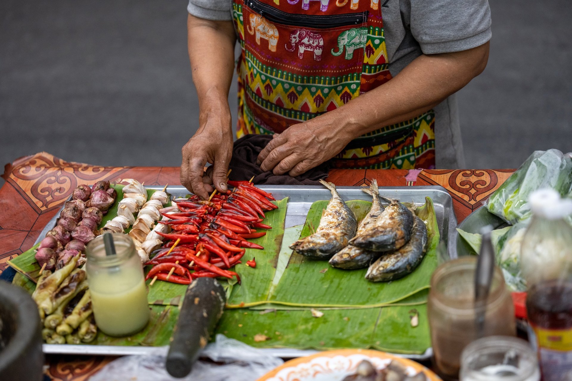 Authentieke Thaise street food bereiding